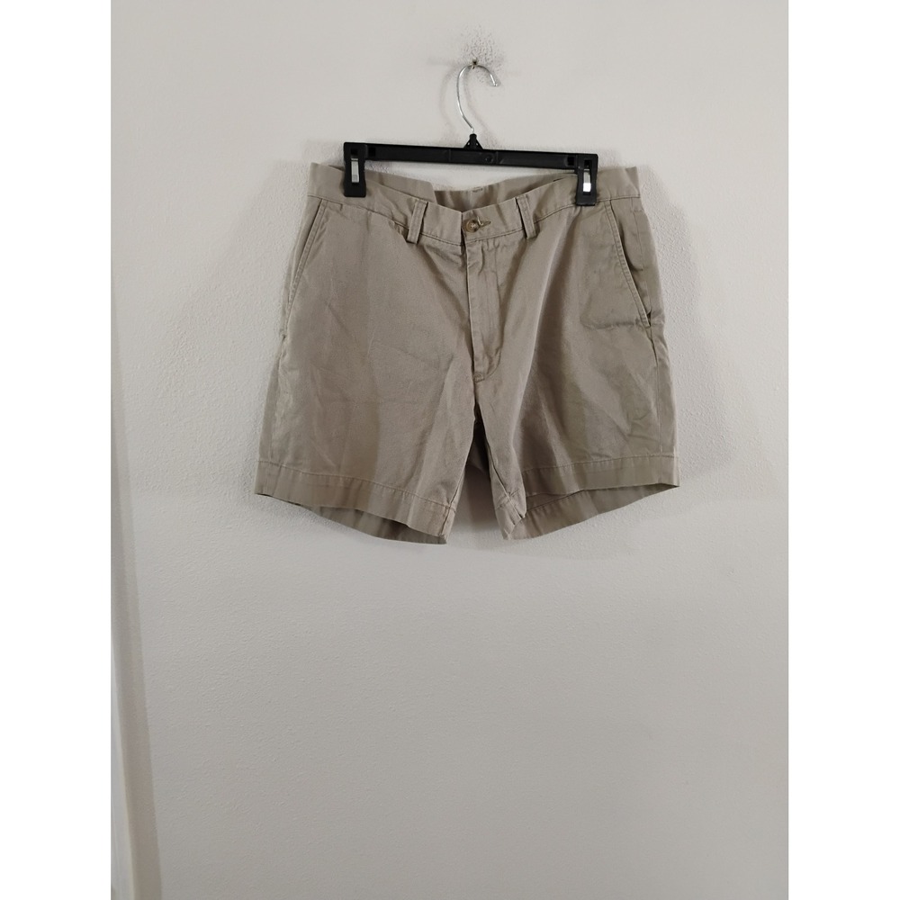 Polo Ralph Lauren Mens Khaki Chino Shorts Tan Flat Front Size 34